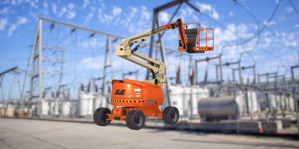 working at heights articulating diesel boom lift
